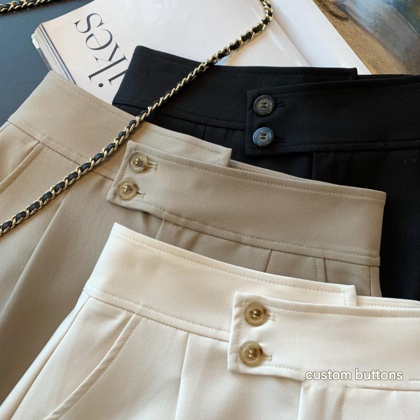 women high waisted shorts button detailed