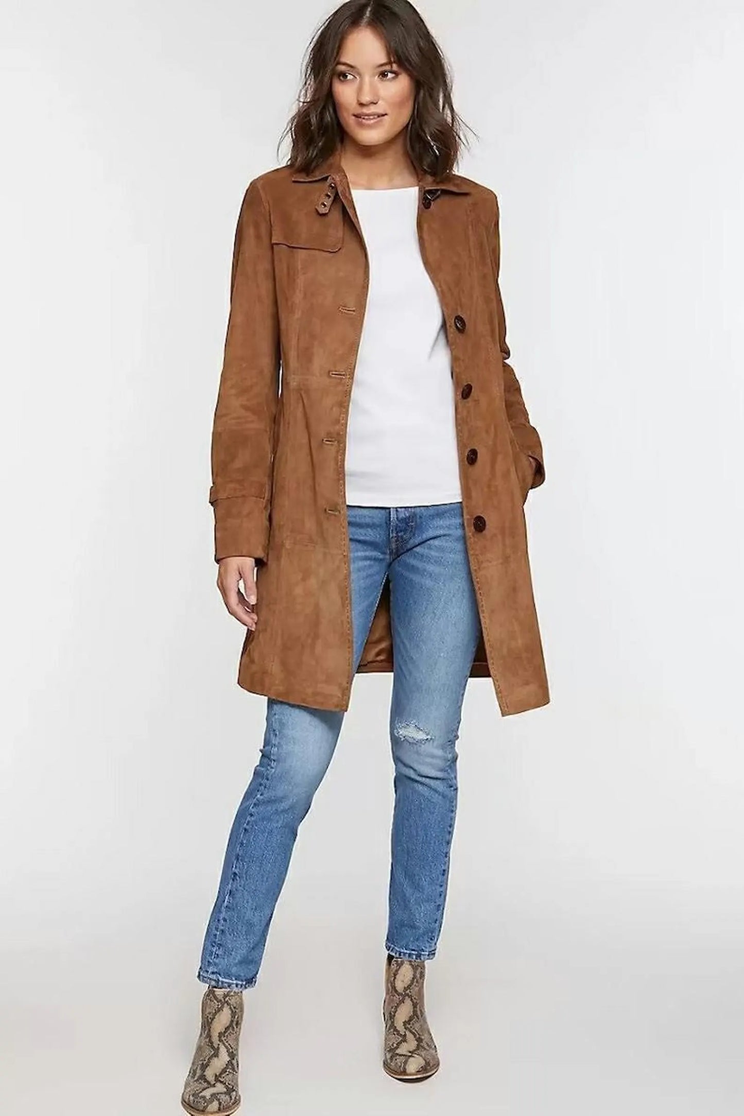 long real suede coats for women western