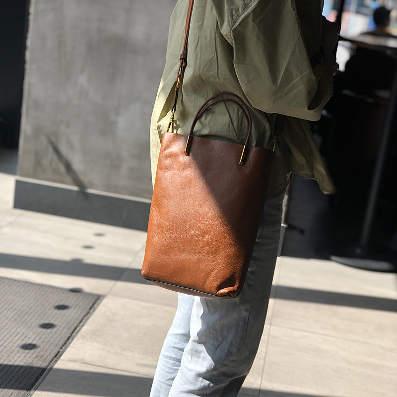 Genuine Brown Office Tote with Adjustable Strap
