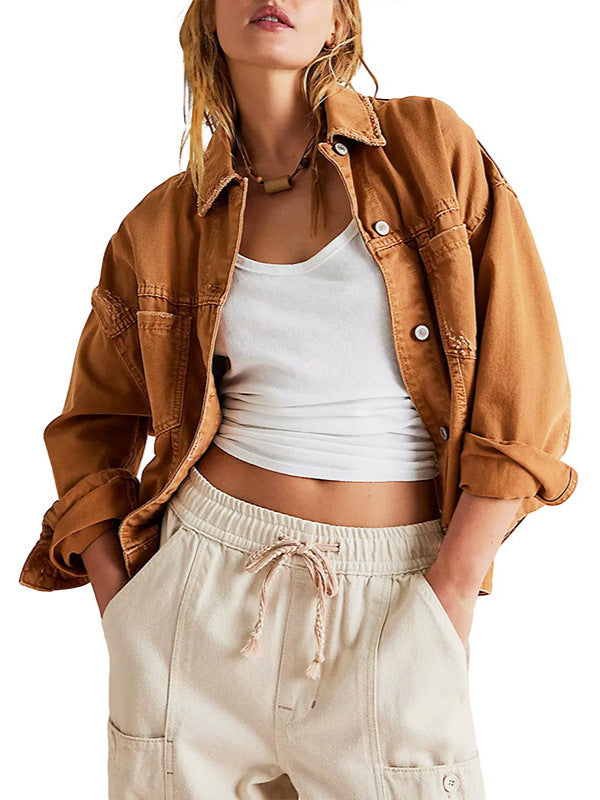 Oversized Light Wash Drop Shoulder Denim Jacket