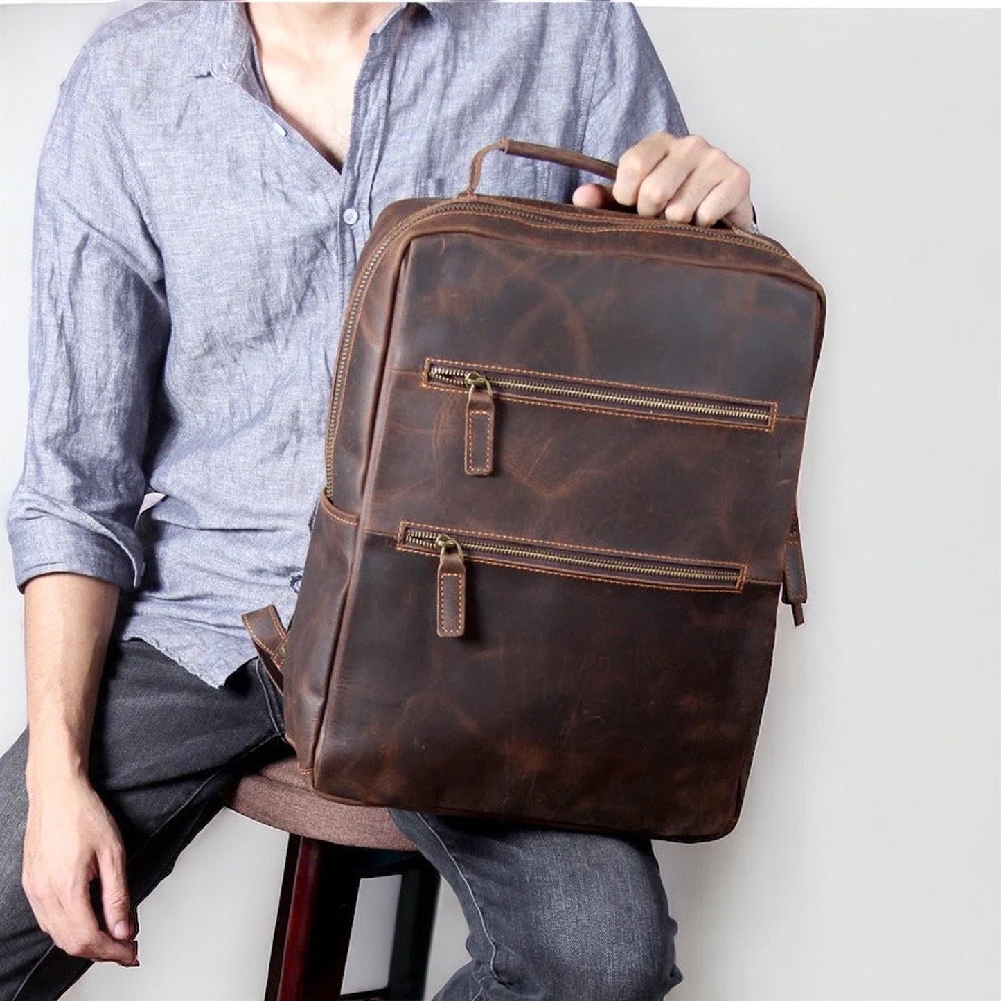 Full grain Cowhide Leather Backpack