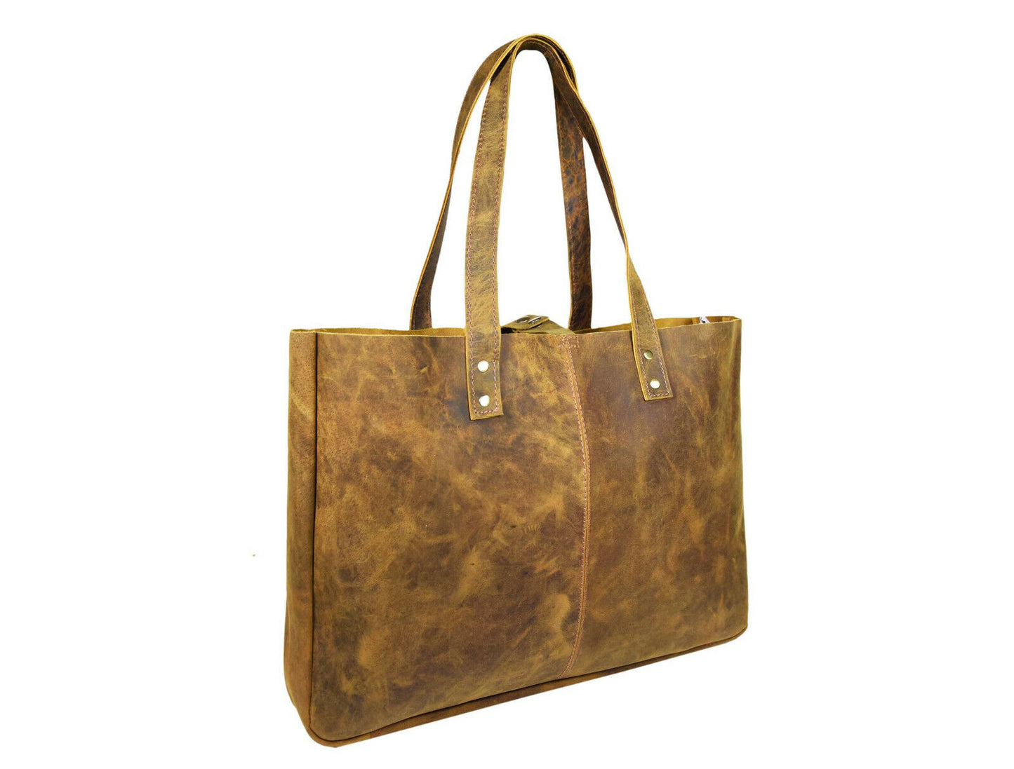 Handmade Oil Waxed Leather Tote Shopping Bag