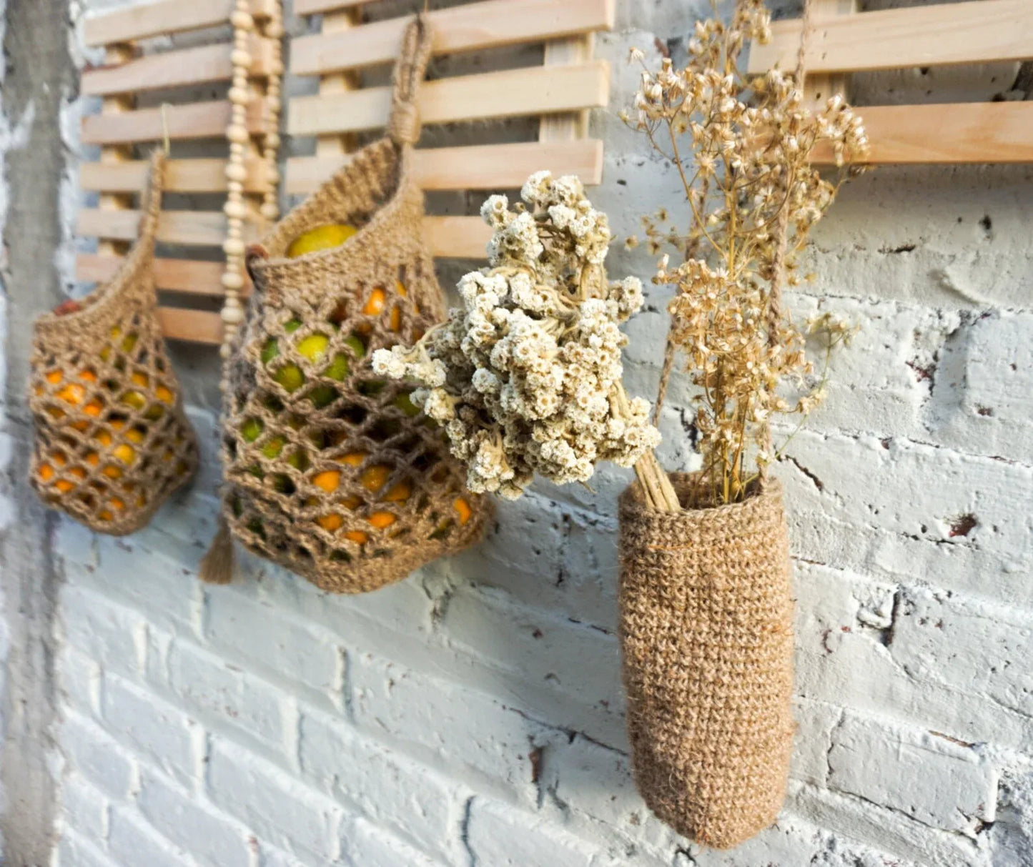 Jute fruit vegetable kitchen hanging basket
