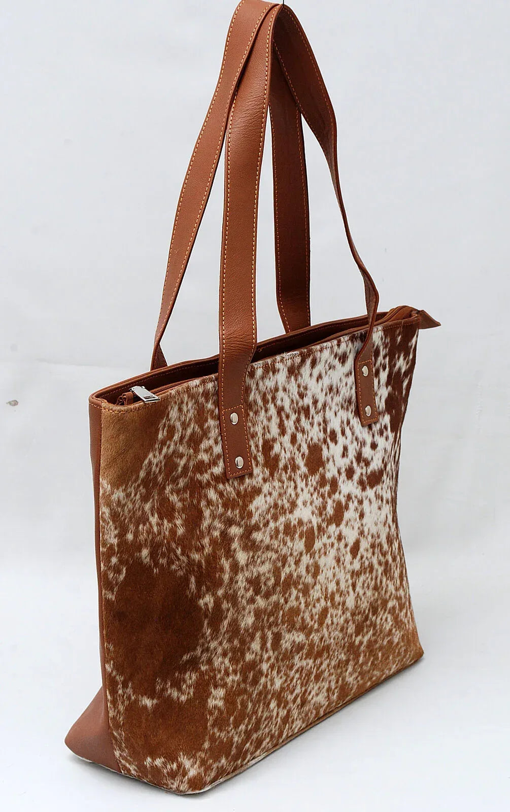 Brown White Cowhide Ladies Bag