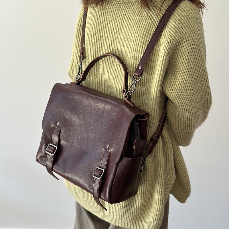 Leather Backpack Women Commuter Shoulder Bag