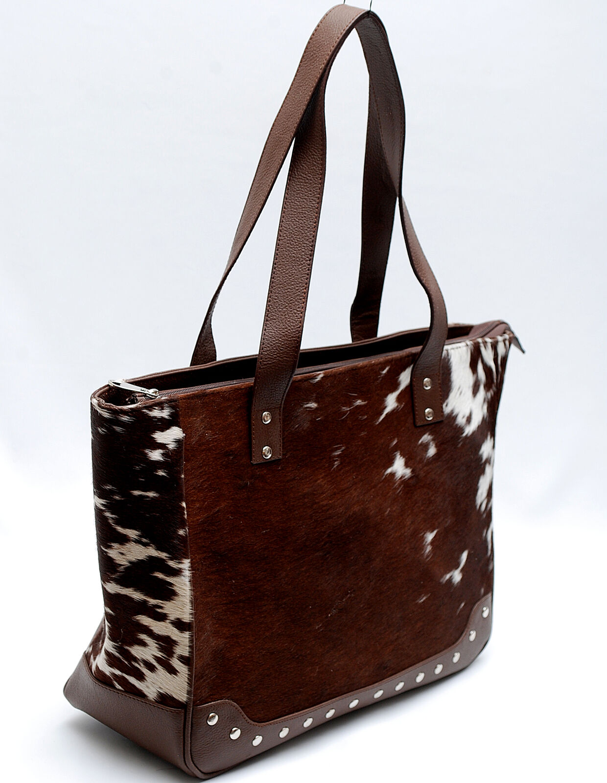 Dark Brown White Cow Fur Shoulder Bag
