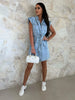 Sleeveless Mini Denim Belted Overall Dress
