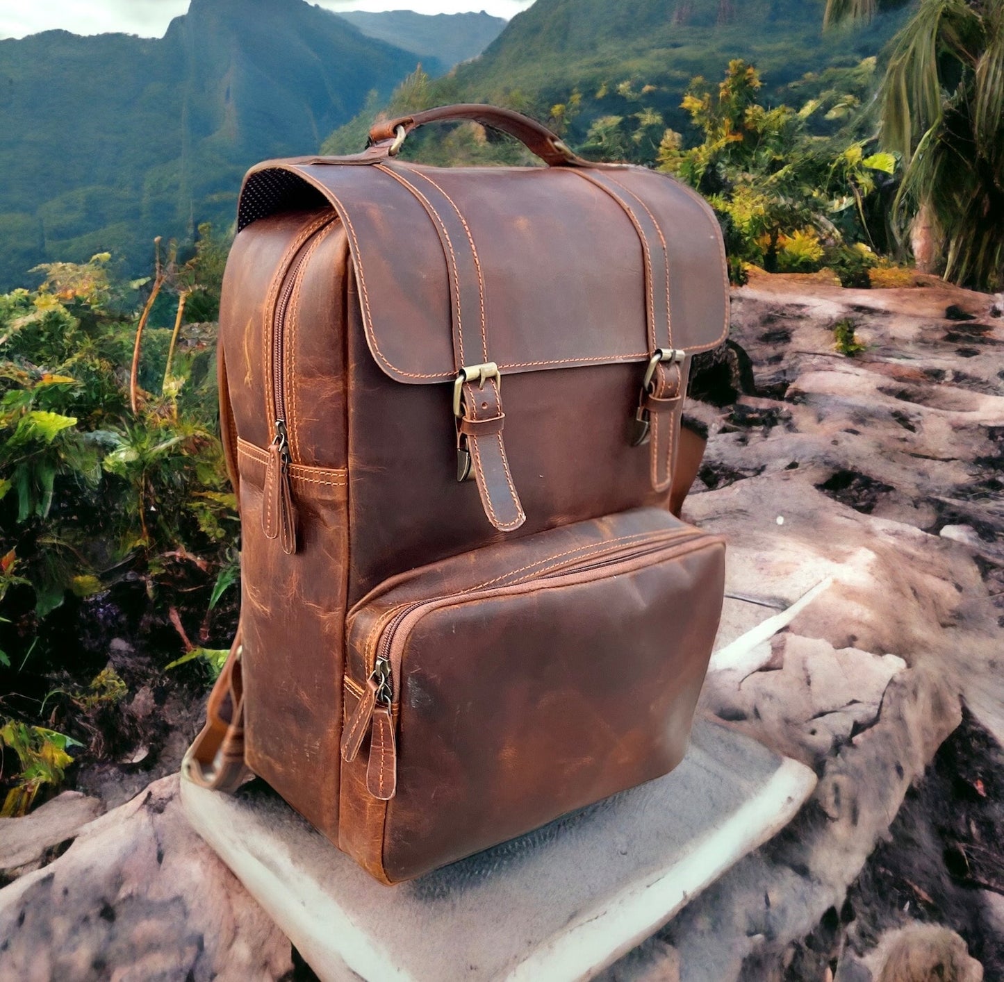 mens cowhide leather backpack