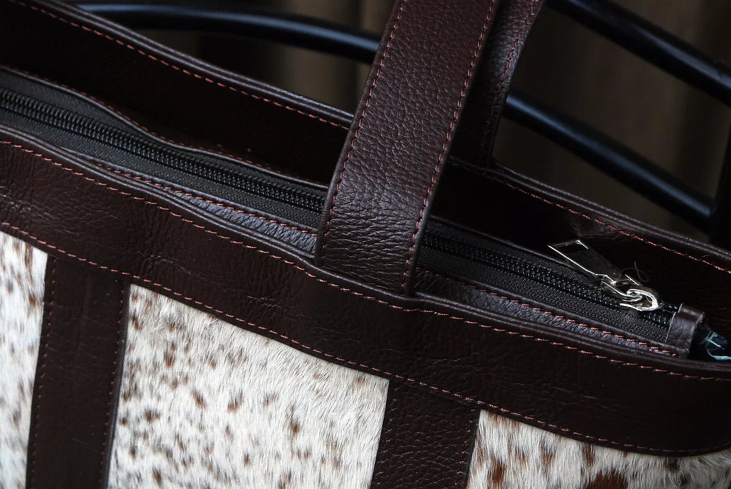 Western Cowhide Tote Purse Large Speckled