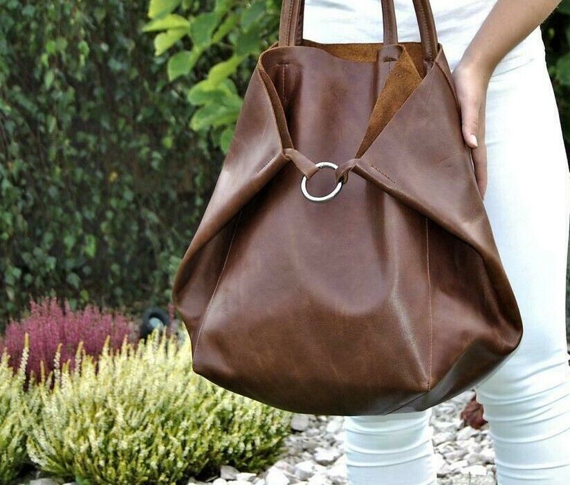 Classic Dark Brown Leather Tote Bag