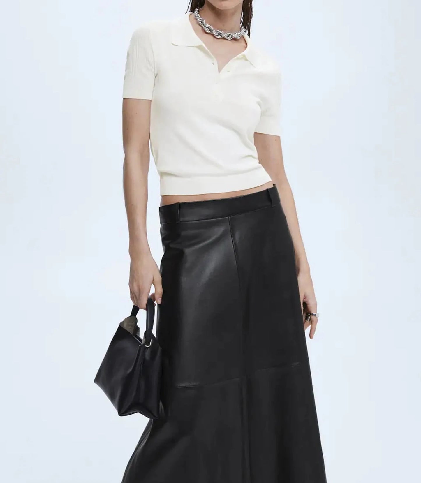 maxi real leather cocktail skirt