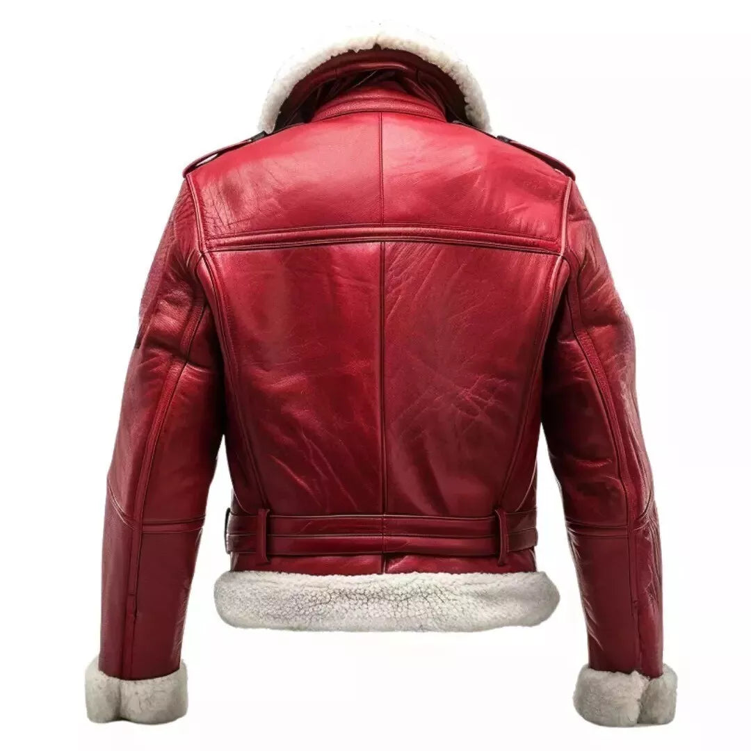 men shearling leather coat with fur