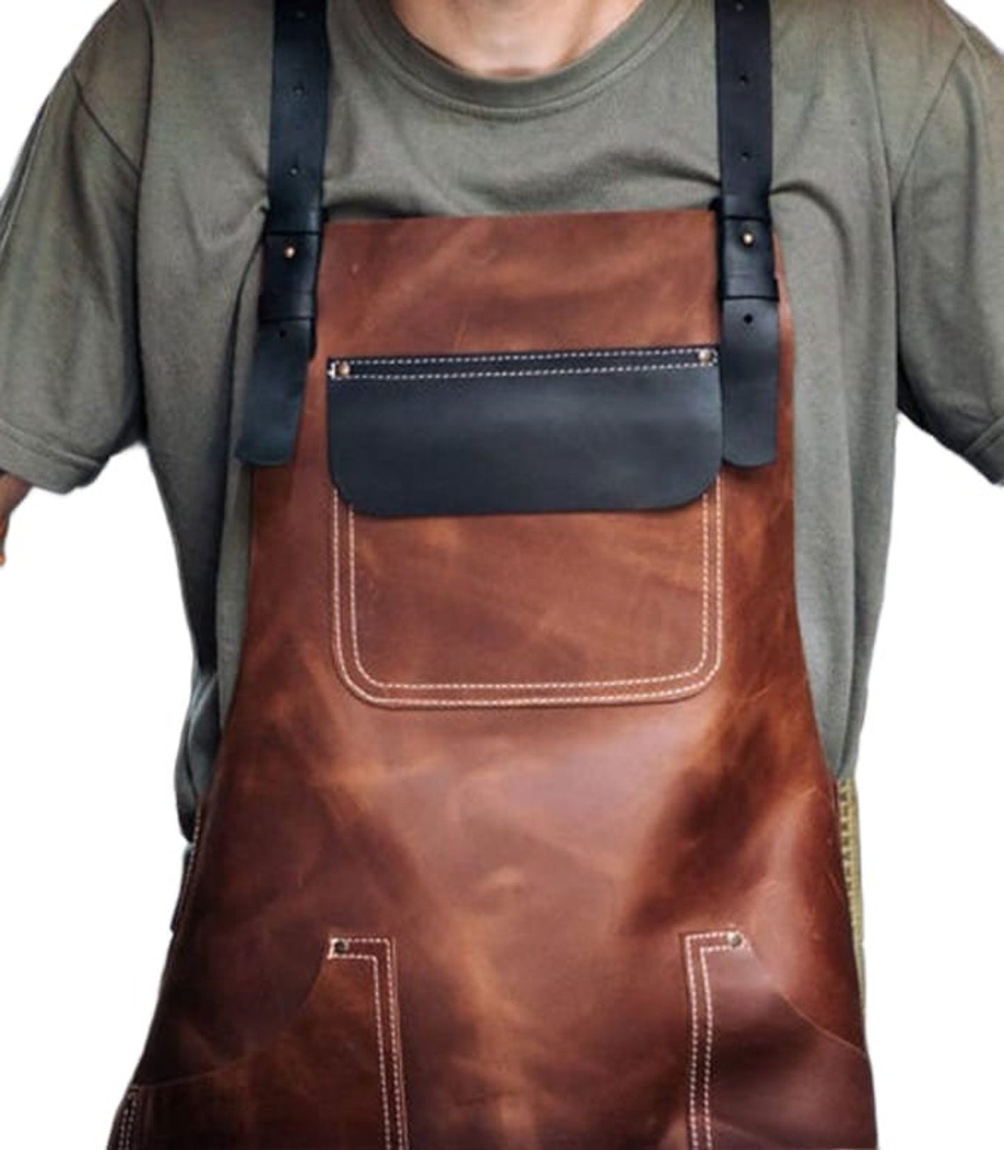 Genuine Leather Outdoors Apron BBQ Grilling