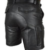 Men real cowhide leather cargo shorts