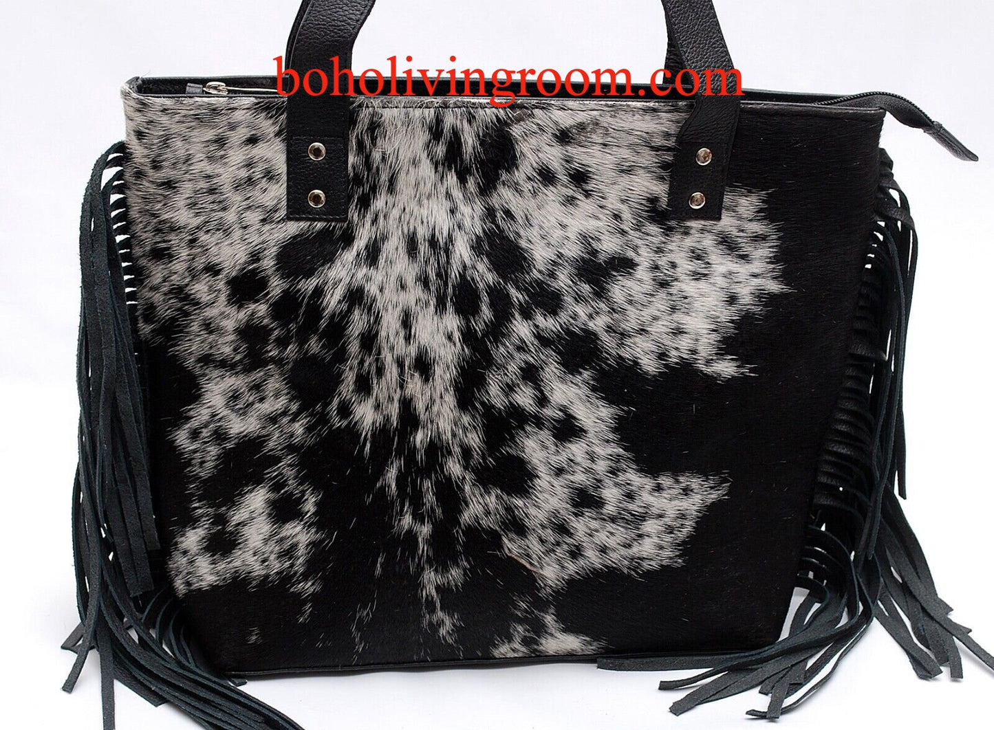 Cowhide Shoulder Purse With Fringes