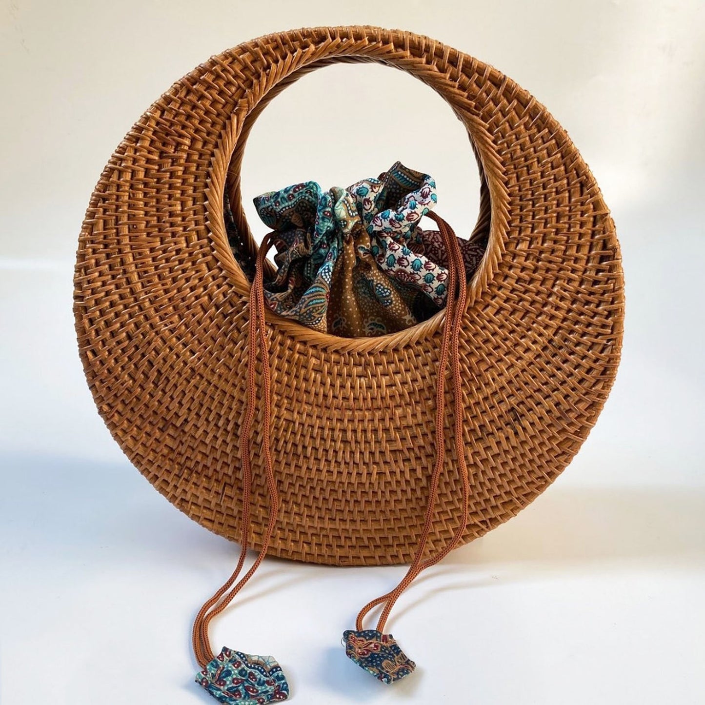 Half moon Rattan Shoulder Handbag