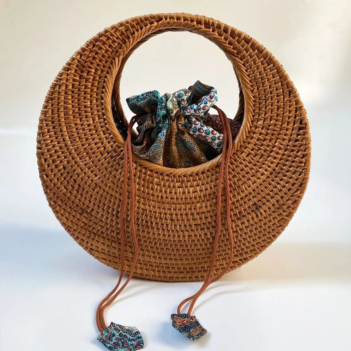 Half moon Rattan Shoulder Handbag