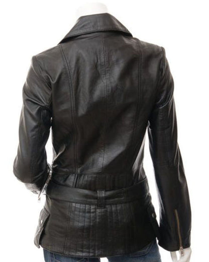 black women's leather jacket
