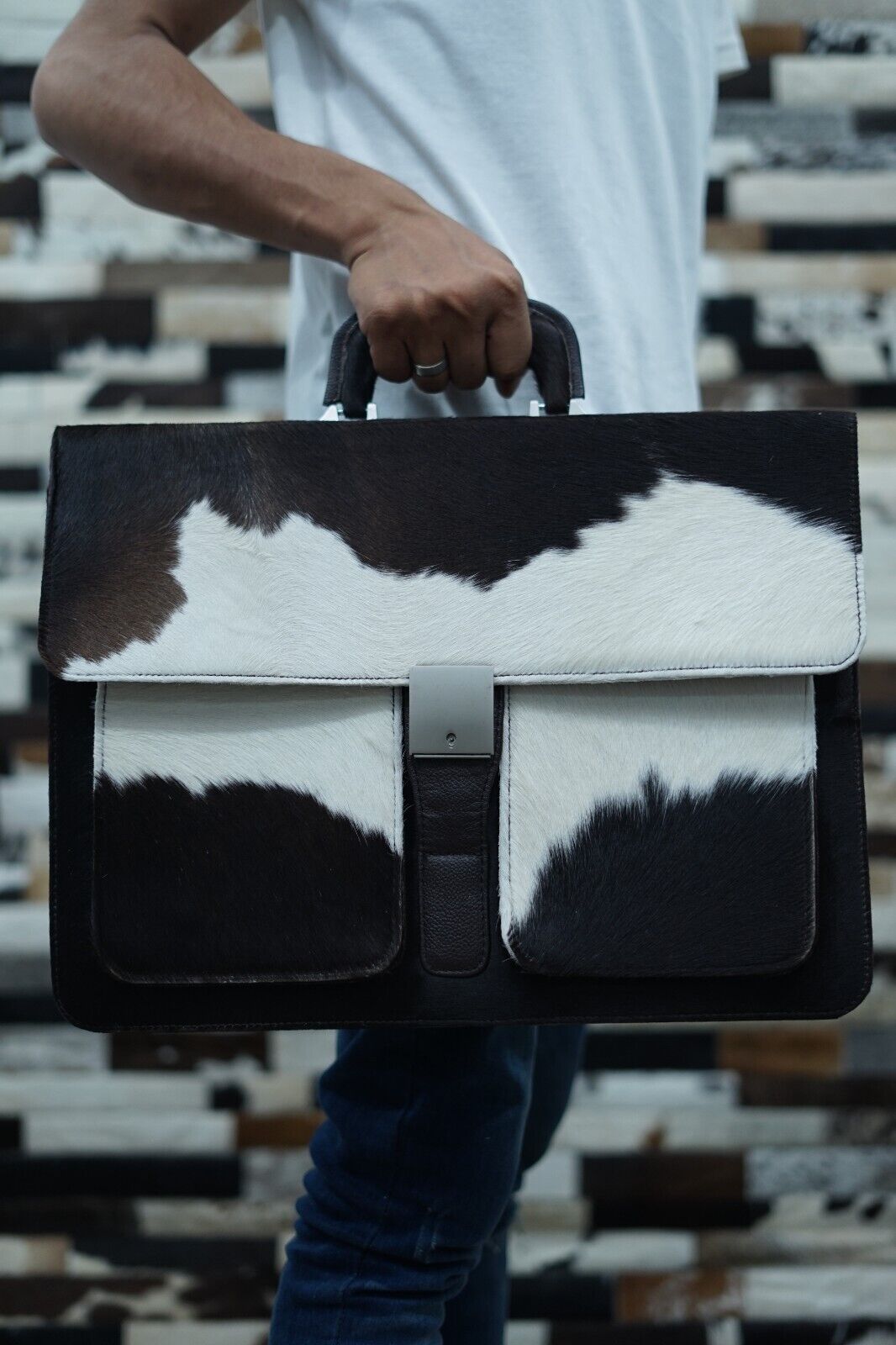 Real Cowhide Office Briefcase Bag