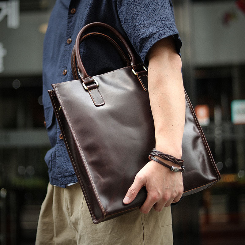 Men Leather Tote Bag with Crossbody