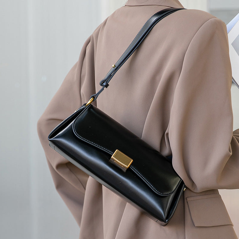 women genuine leather underarm bag
