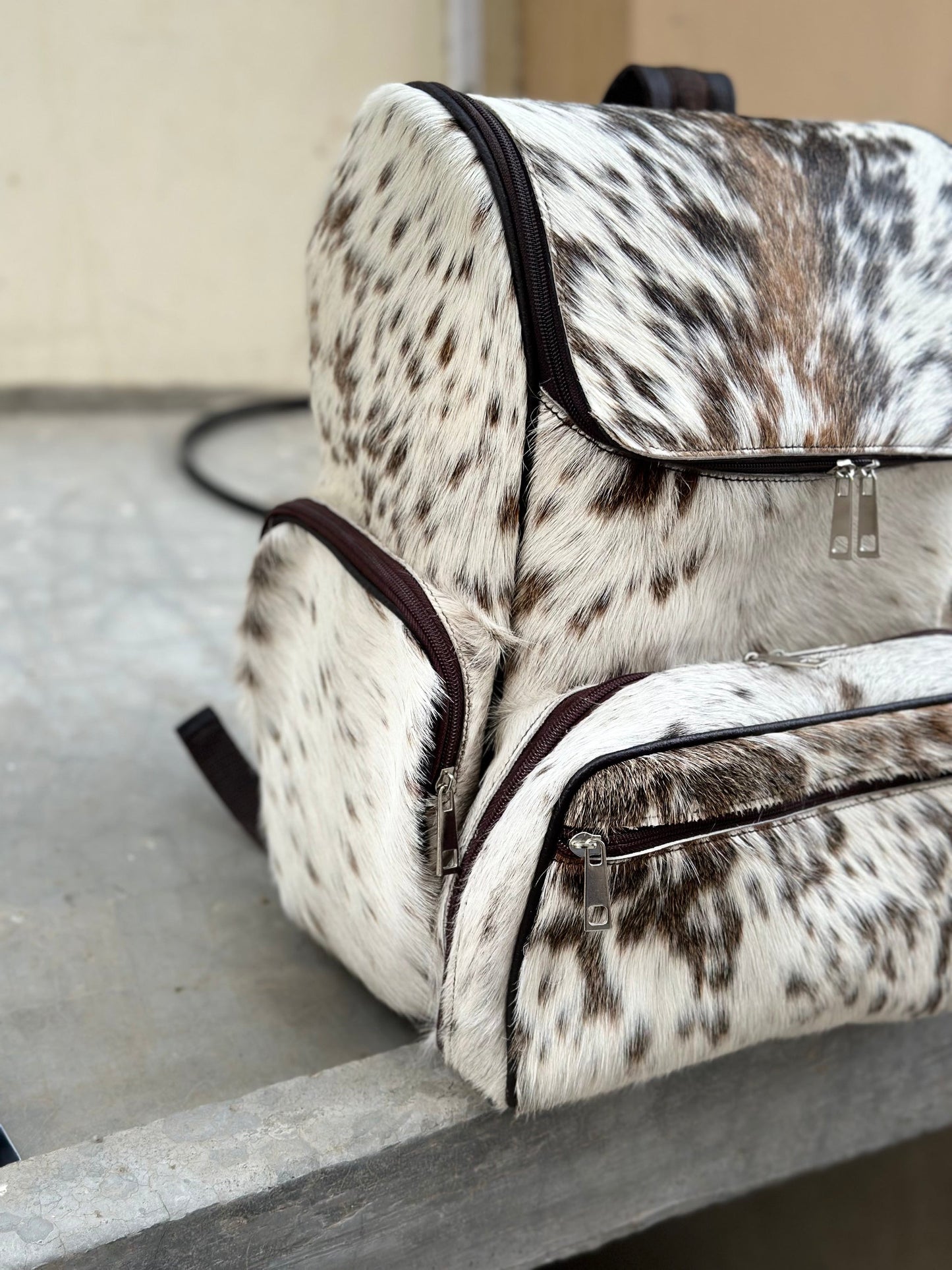 Real Cowhide Laptop Book Backpack