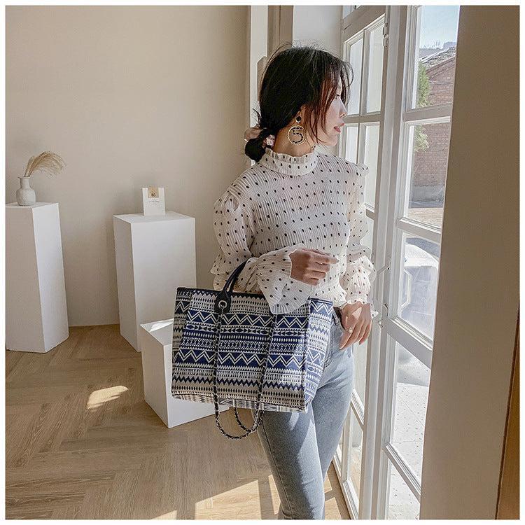 Boho Canvas Bucket Bag for Women