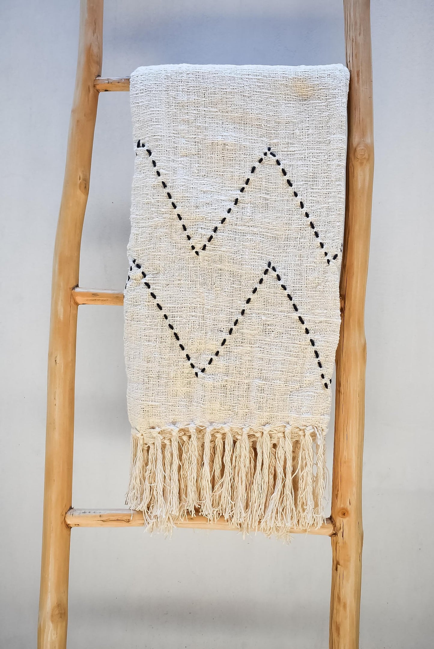 Set of cotton pillow cover and throw blanket runner
