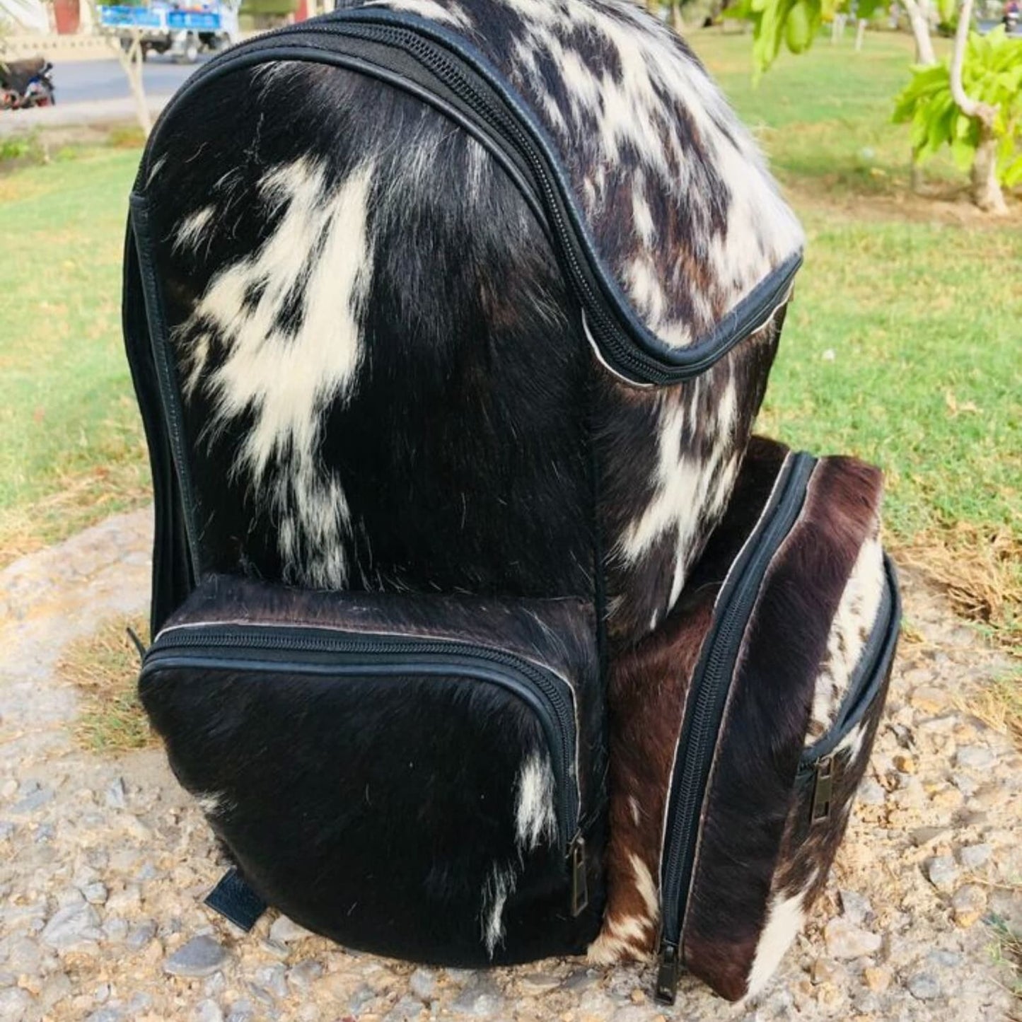 Dark Brown Black Cowhide Backpack