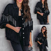 Women Denim Jacket with Chain Rivet Fringe