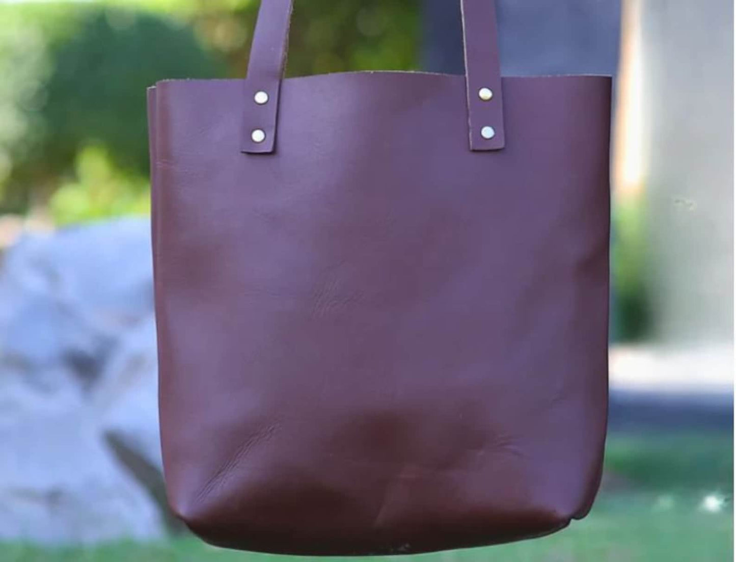 Chocolate Leather Tote Bag for Women