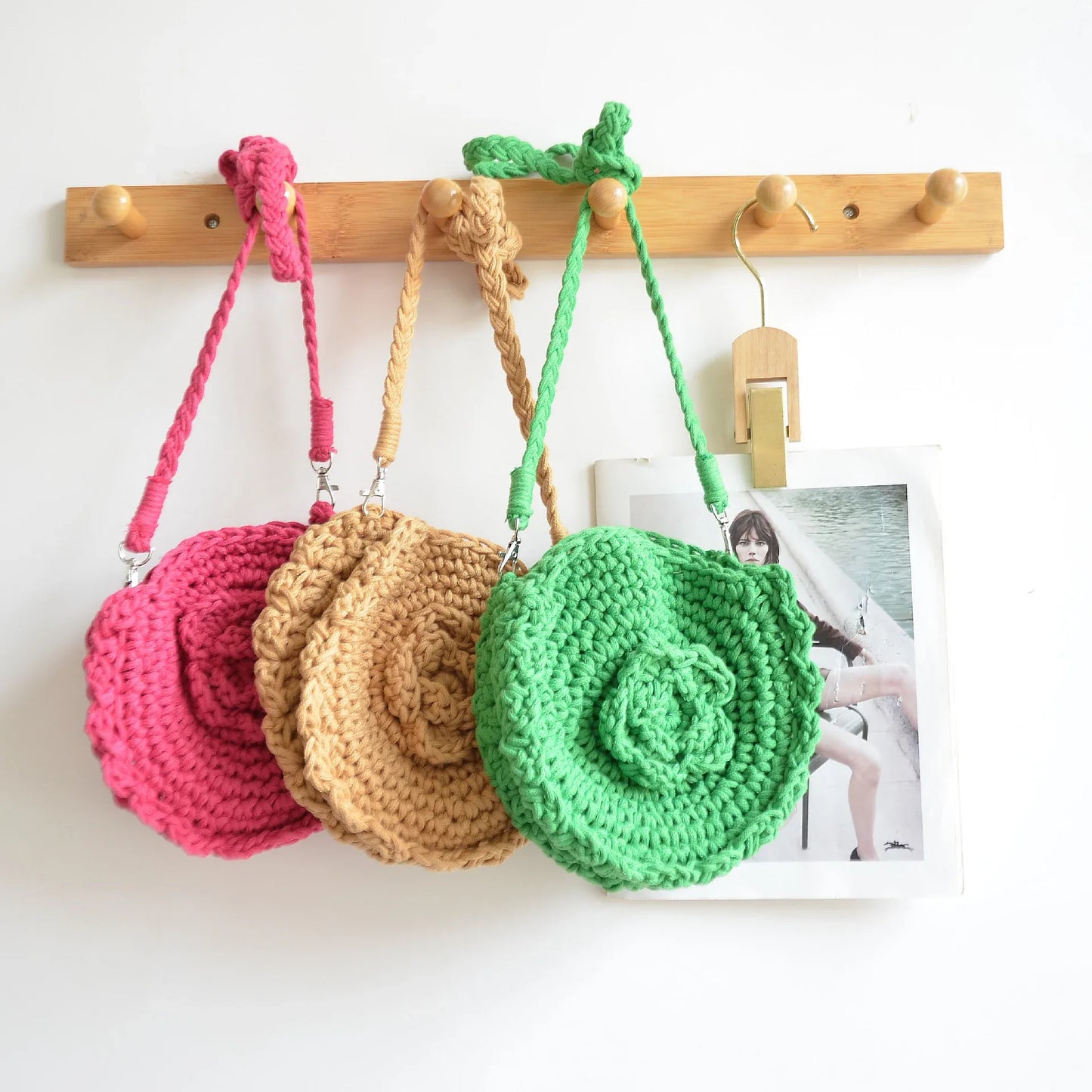 kids cotton crochet crossbody bag