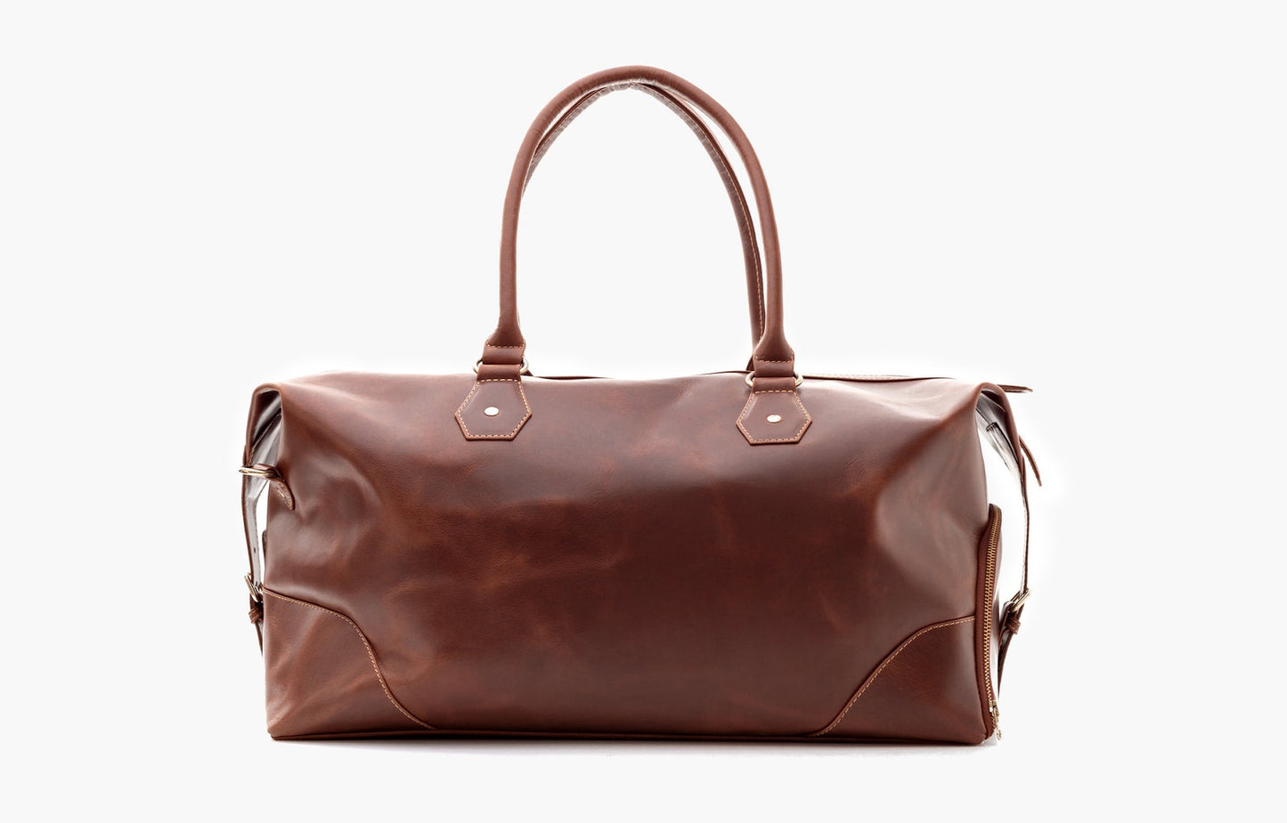 Handcrafted Leather Travel Duffel Bag with Shoe Compartment