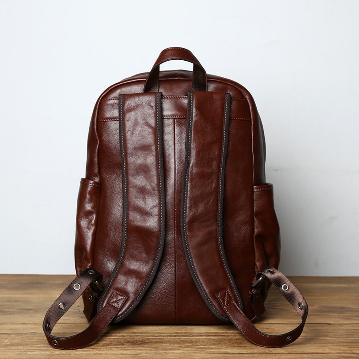 Retro Style Leather Backpack Rucksack