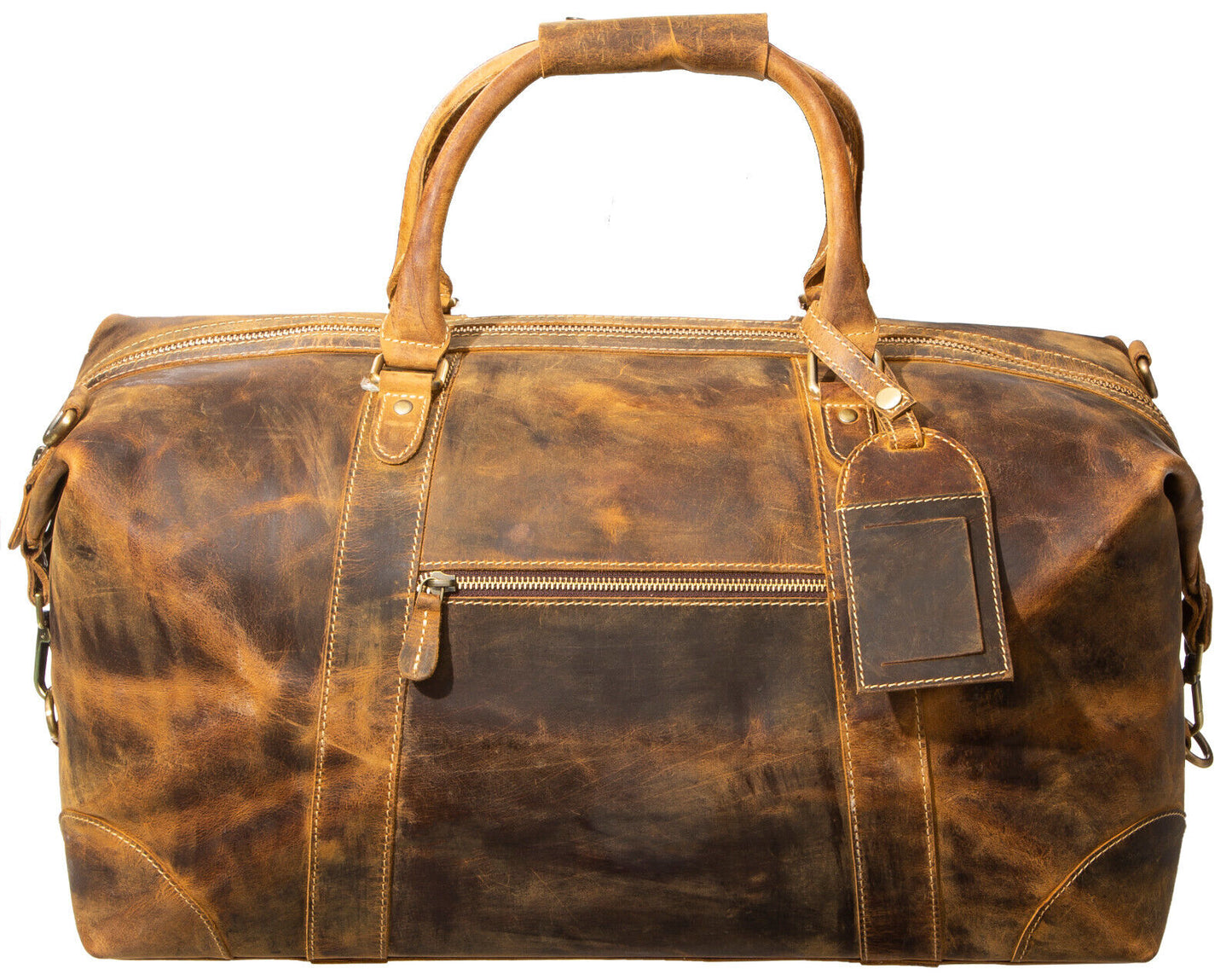 full grain leather duffle bag