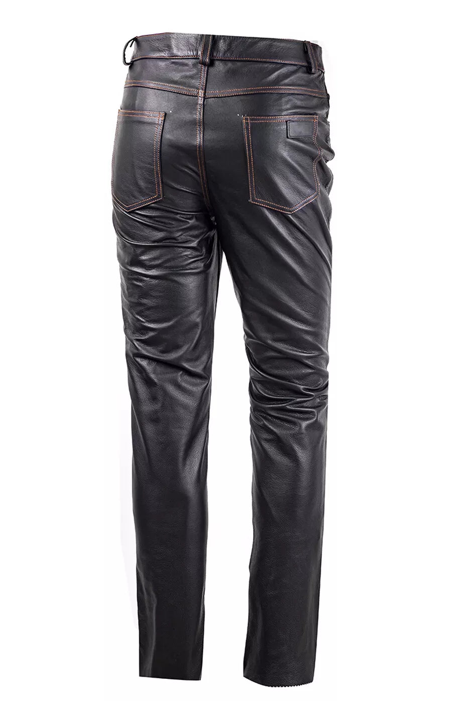 Dark Brown Mens Real Leather Pants Slim Fit