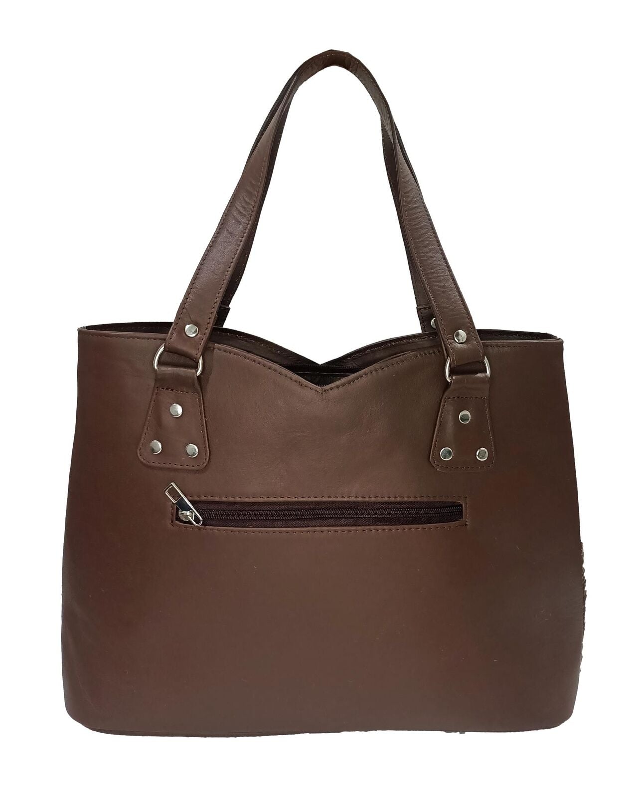 Large Dark Cowhide Tote Bag