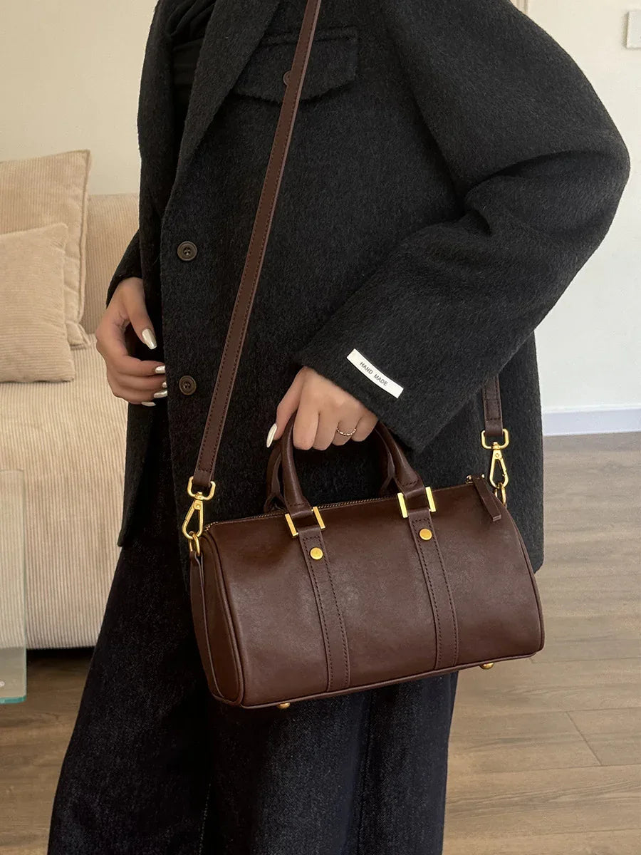 Brown Womens Leather Crossbody Bag Travel Purse