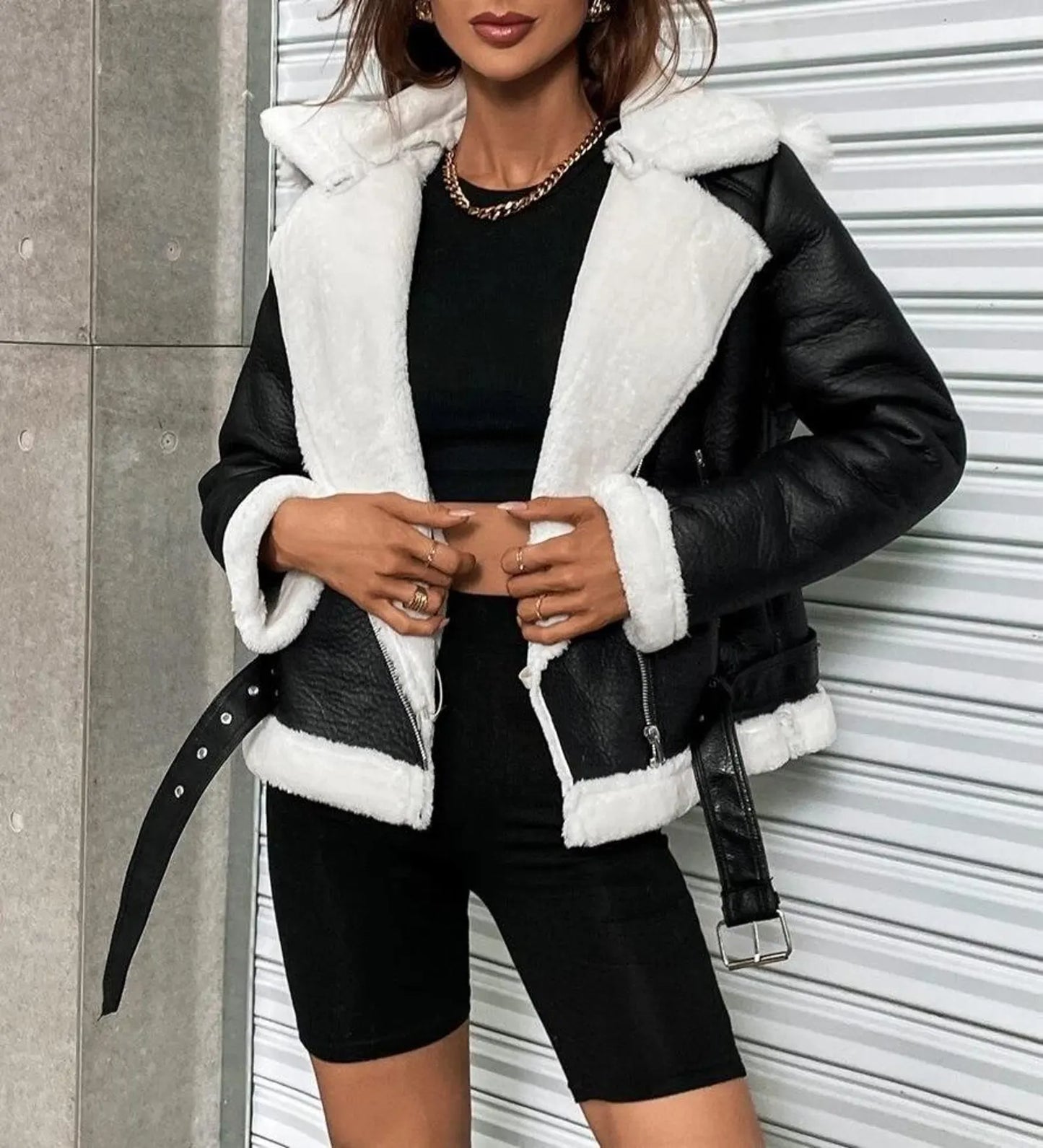 women's black flight leather jacket with fur