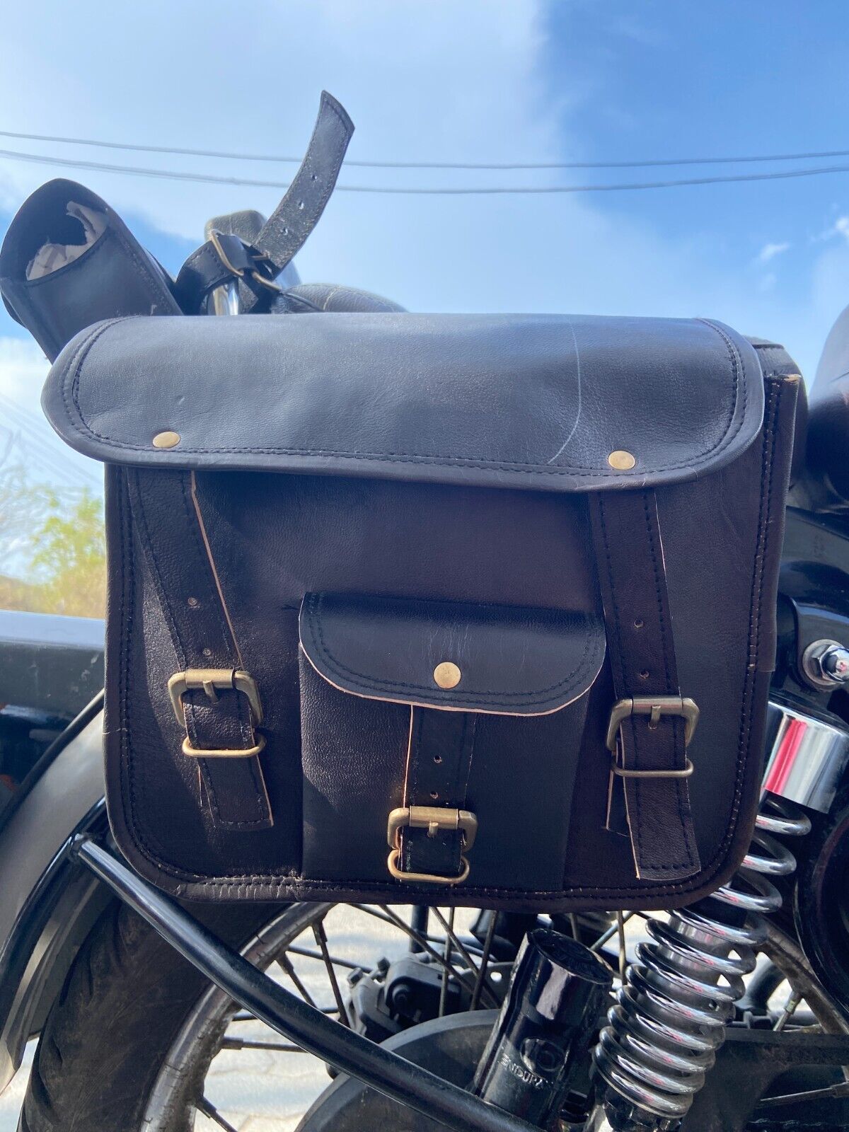 leather side bag for motorcycle saddlebag
