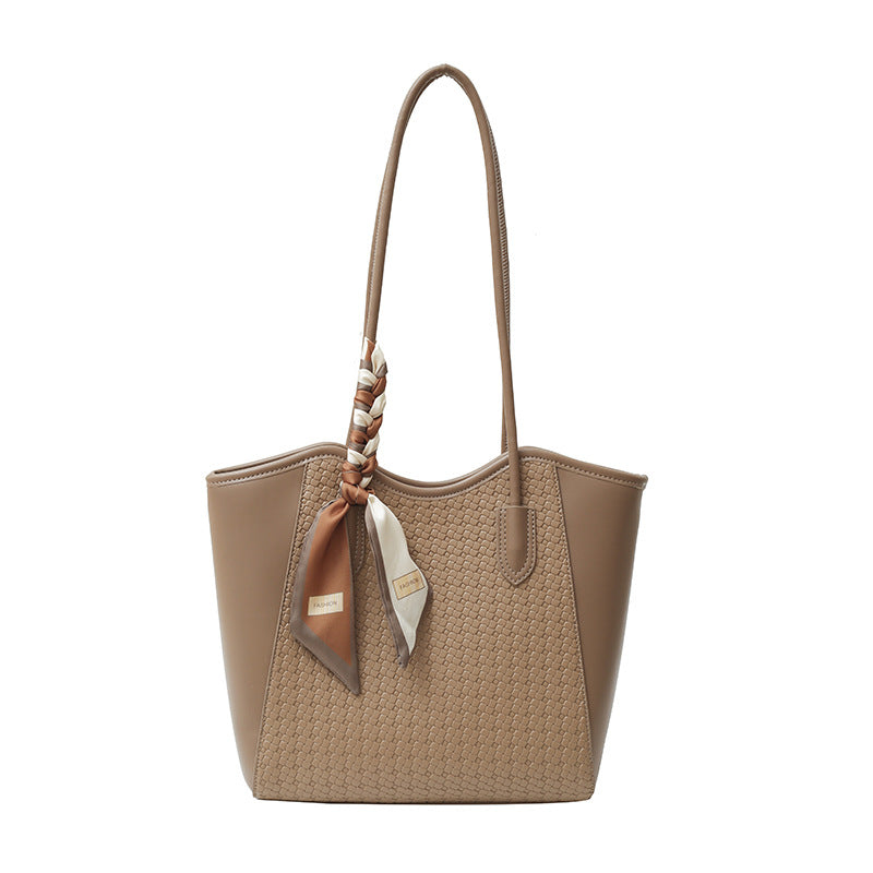 Women’s Texture Leather Shoulder Tote Bag Large Capacity
