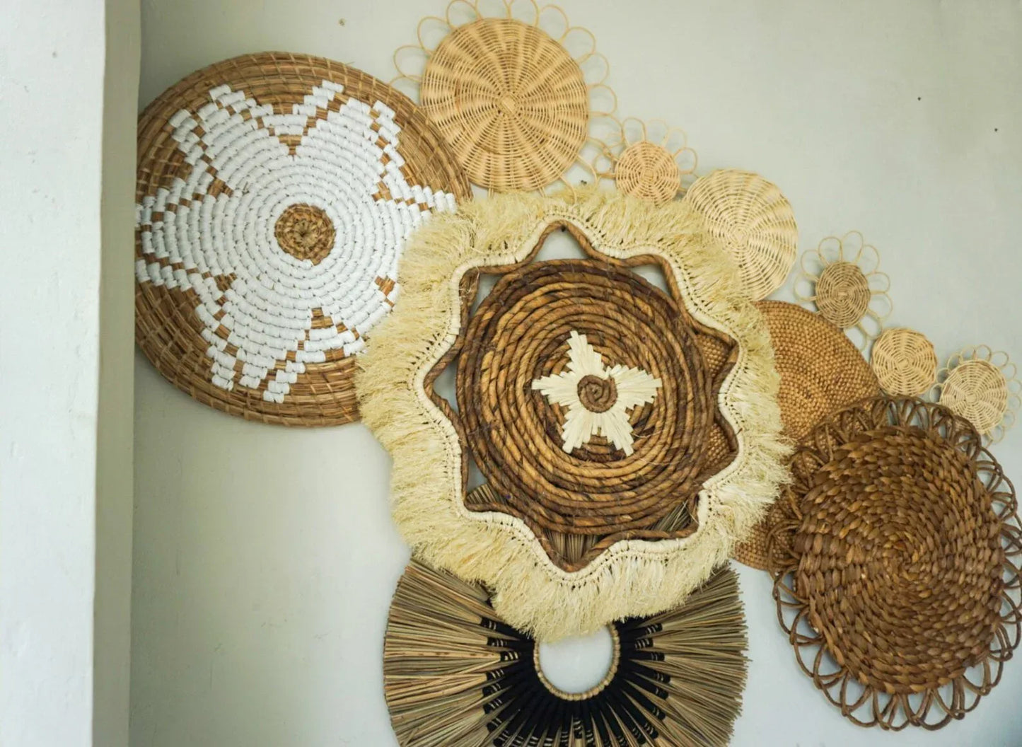 water hyacinth rattan and seagrass natural wall decoration