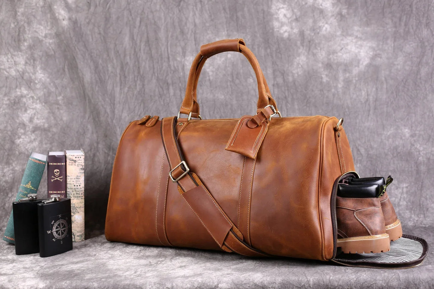 Genuine Leather Weekender Duffle Bag