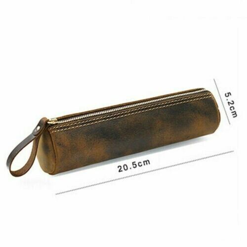 Genuine leather pencil zipper make up pouch