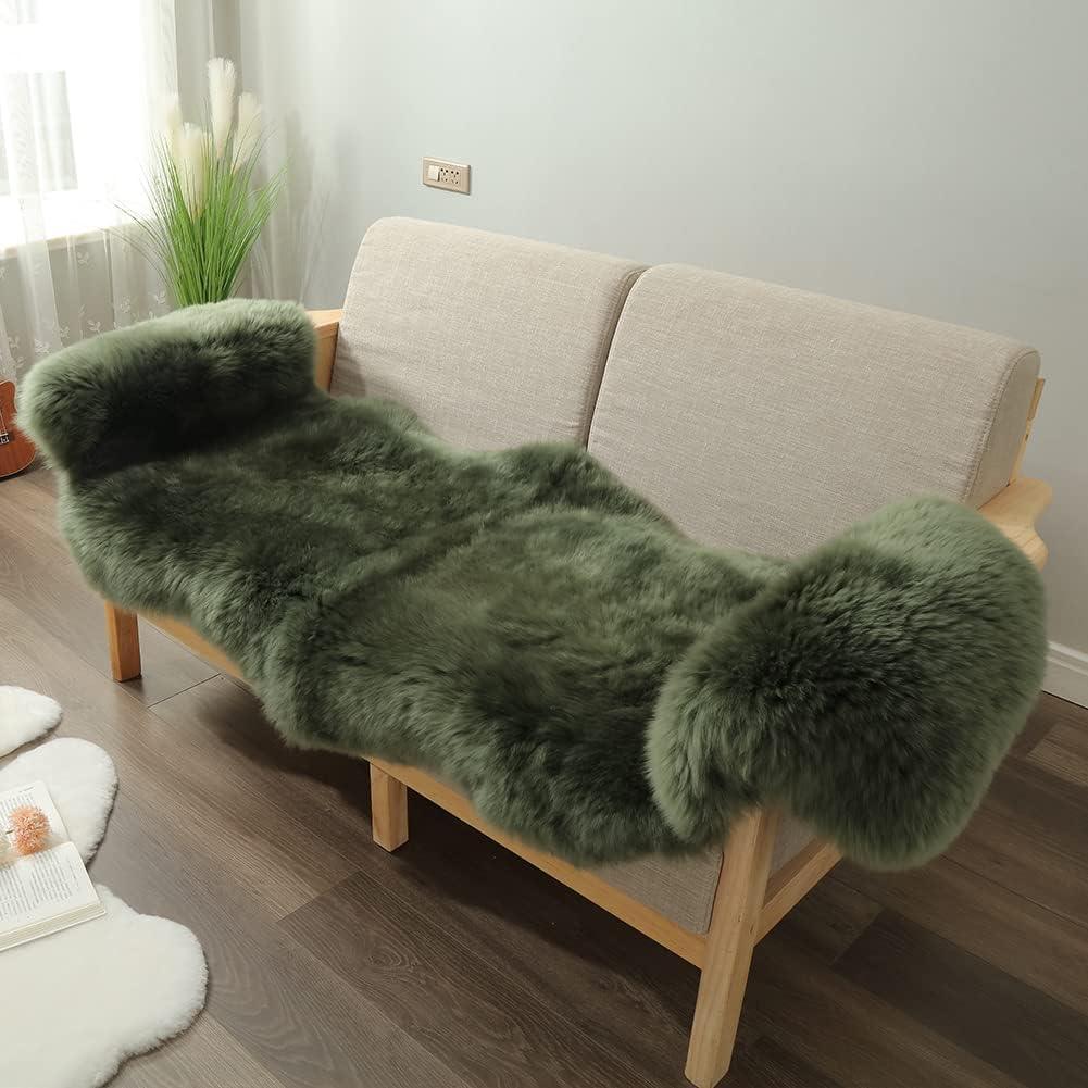 Double Pelt Green Sheepskin Rug