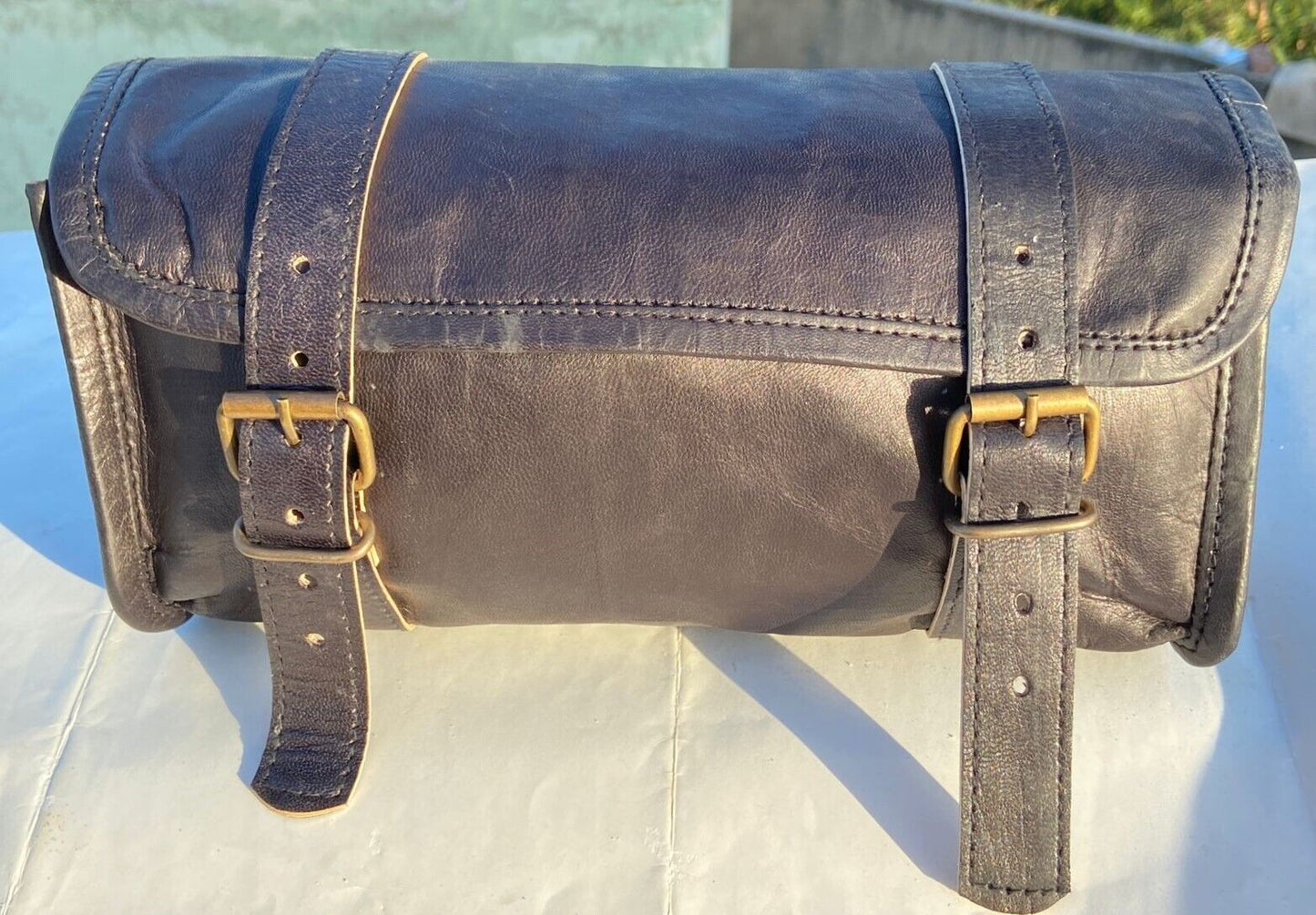 Leather Handlebar Tool Bag Motorcycle