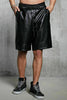 New Genuine Black Leather Shorts Men