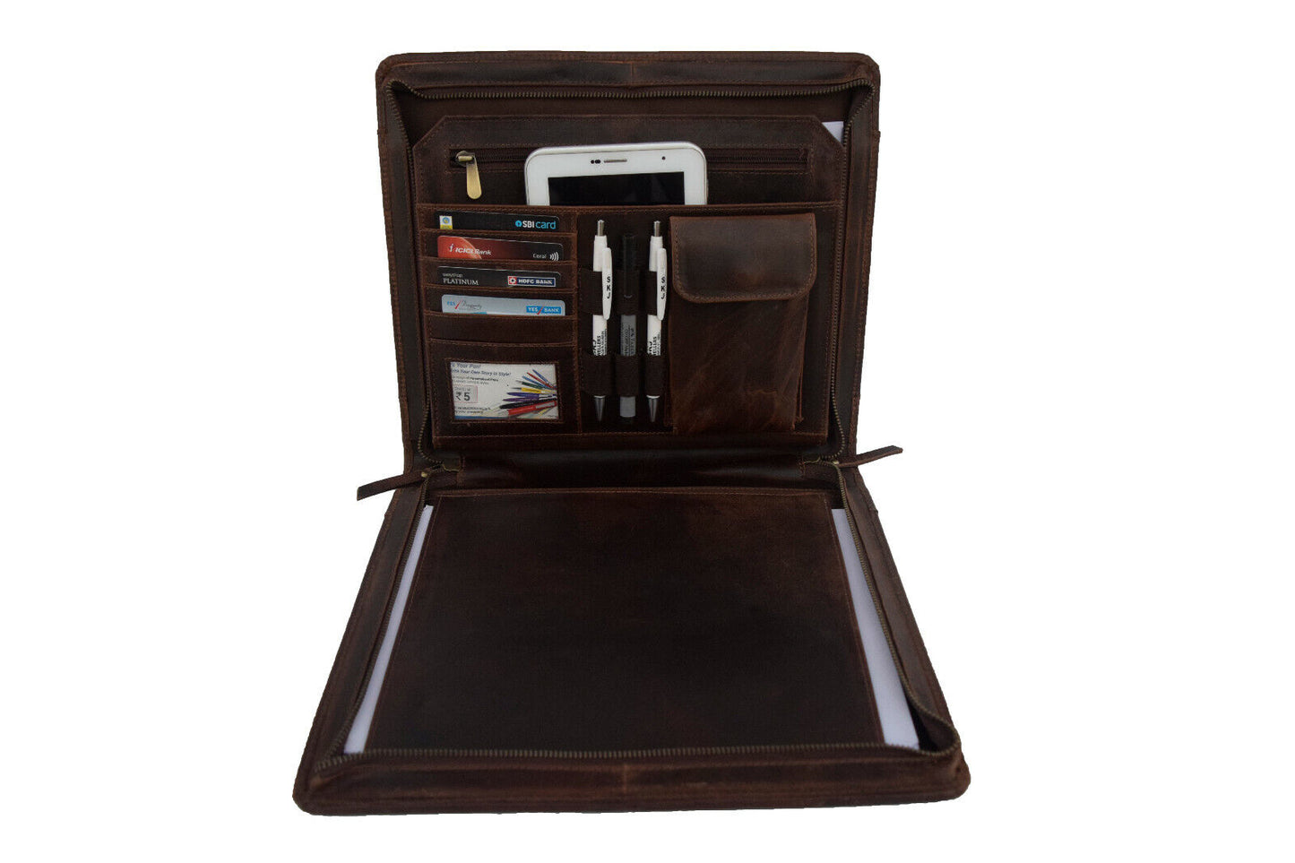 Genuine Dark Leather Portfolio Organizer