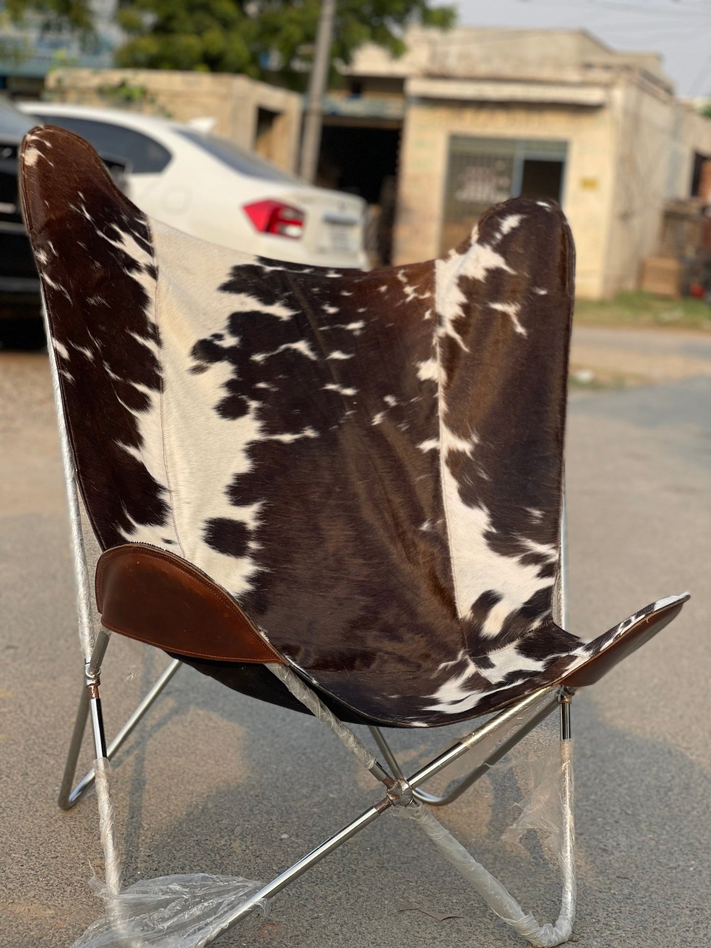 Butterfly Cowhide Chair Natural Real Patchwork