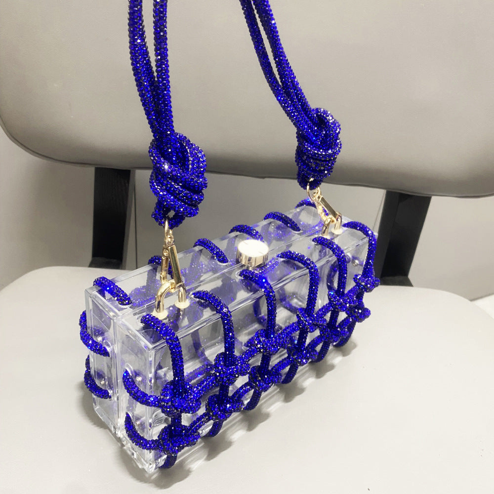 Women’s Acrylic Box Clutch with Rope Handle
